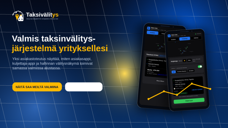 Taksivälitys asiakassovellus - asiakas tilaa taksin